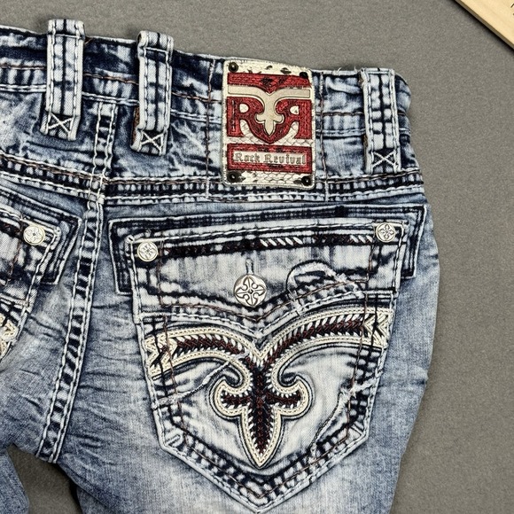 Rock Revival Dane Straight Jeans Mens 30x31 Stretch Denim Studded Rodeo Cowboy - Picture 5 of 10